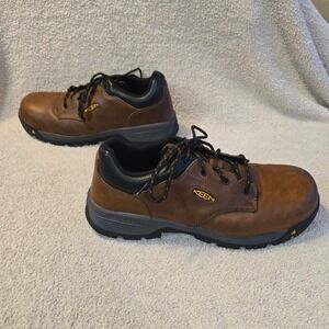 KEEN Chicago Oxford Work Utility Carbon Toe Safety Shoes Brown Leather Sz 14D